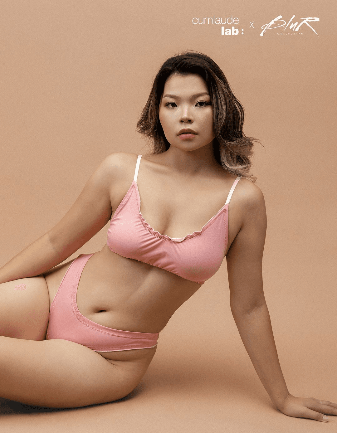 girl wearing pink lingerie.